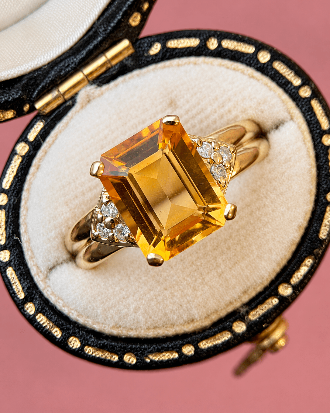 Bague Trilogie Citrine 3.30 carats &amp; Diamants 5,10g "Delphine" - Elliade Paris