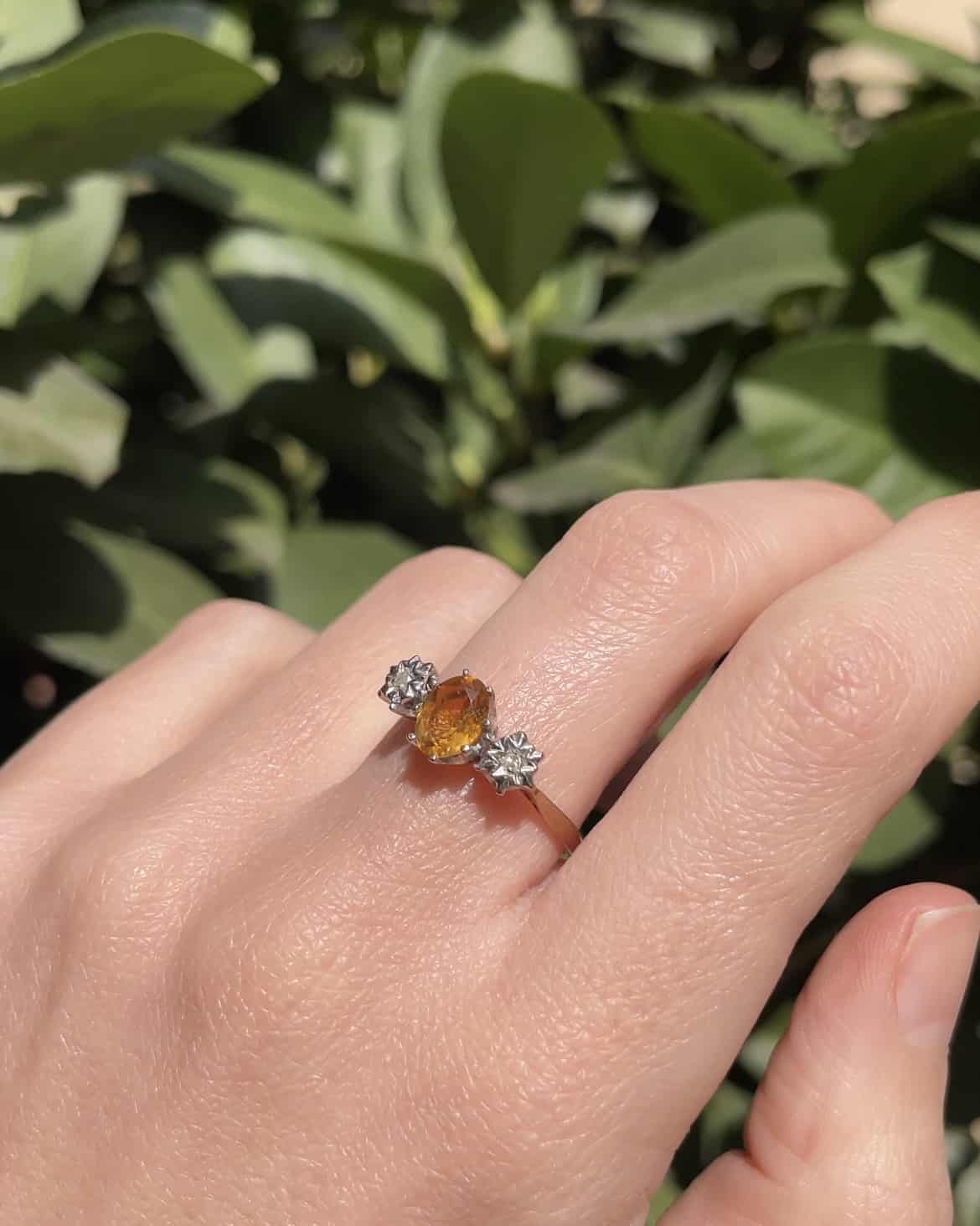 Bague Trilogie Citrine &amp; Diamants &quot;Mylenne&quot; - Elliade Paris