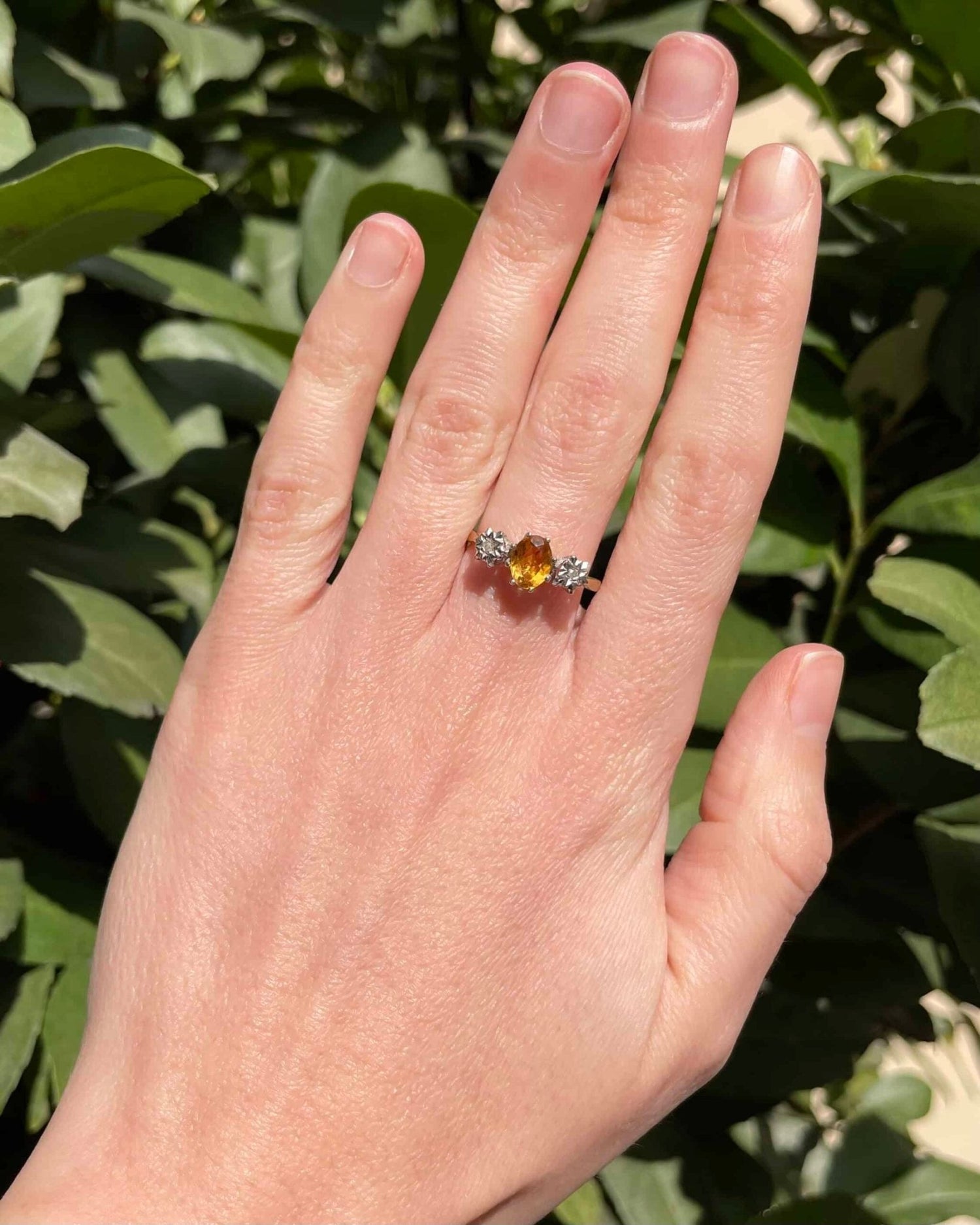 Bague Trilogie Citrine &amp; Diamants &quot;Mylenne&quot; - Elliade Paris