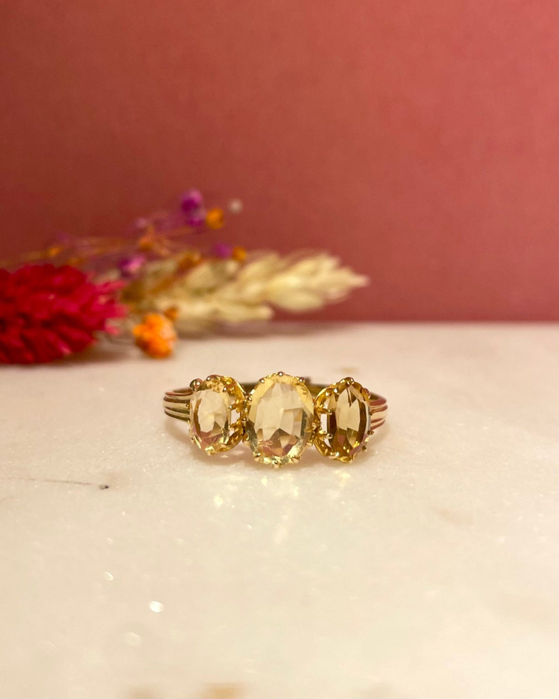 Bague Trilogie Citrines 1.30 carat &quot;Amber&quot; - Elliade Paris