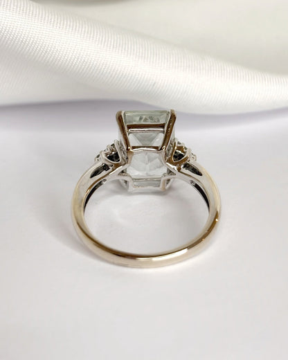 Bague Trilogie Cocktail Prasiolite 4.25 carats &amp; Diamants "Lina" - Elliade Paris
