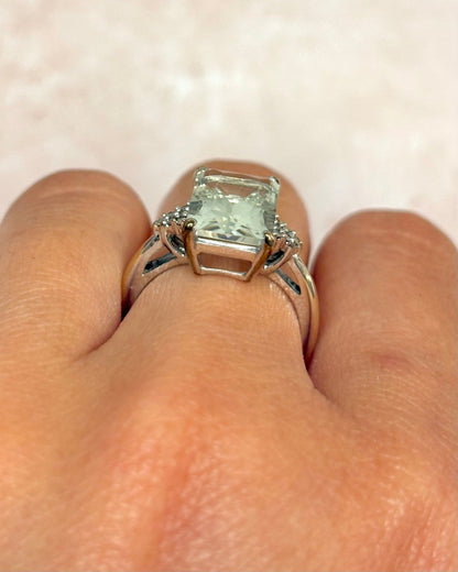 Bague Trilogie Cocktail Prasiolite 4.25 carats &amp; Diamants "Lina" - Elliade Paris