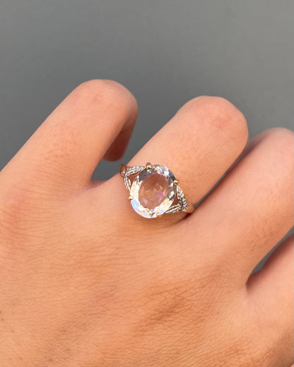Bague Trilogie Cristal de Roche 2.96 carats &amp; Diamants &quot;Nawel&quot; - Elliade Paris