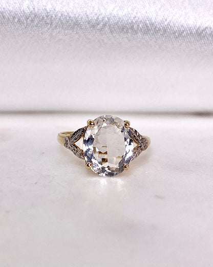 Bague Trilogie Cristal de Roche 2.96 carats &amp; Diamants &quot;Nawel&quot; - Elliade Paris