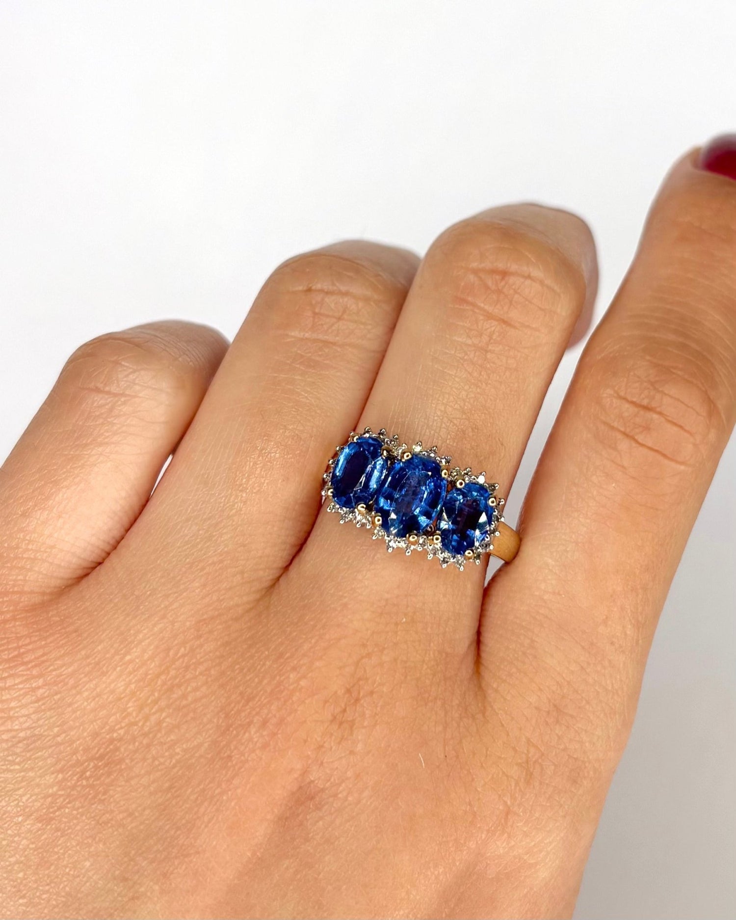 Bague Trilogie Cyanites 2.80 carats &amp; Diamants "Adela" - Elliade Paris