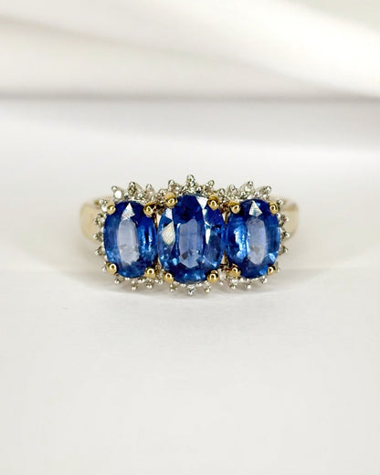 Bague Trilogie Cyanites 2.80 carats &amp; Diamants "Adela" - Elliade Paris