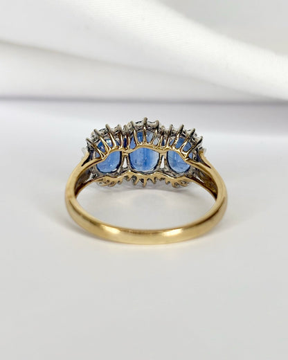 Bague Trilogie Cyanites 2.80 carats &amp; Diamants "Adela" - Elliade Paris