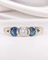 Bague Trilogie Diamant 0.20 carat & Saphirs "Mélissa" - Elliade Paris