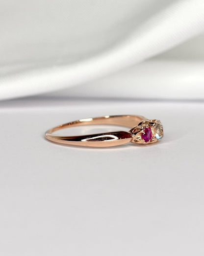 Bague Trilogie Diamant &amp; Rubis "Christa" - Elliade Paris