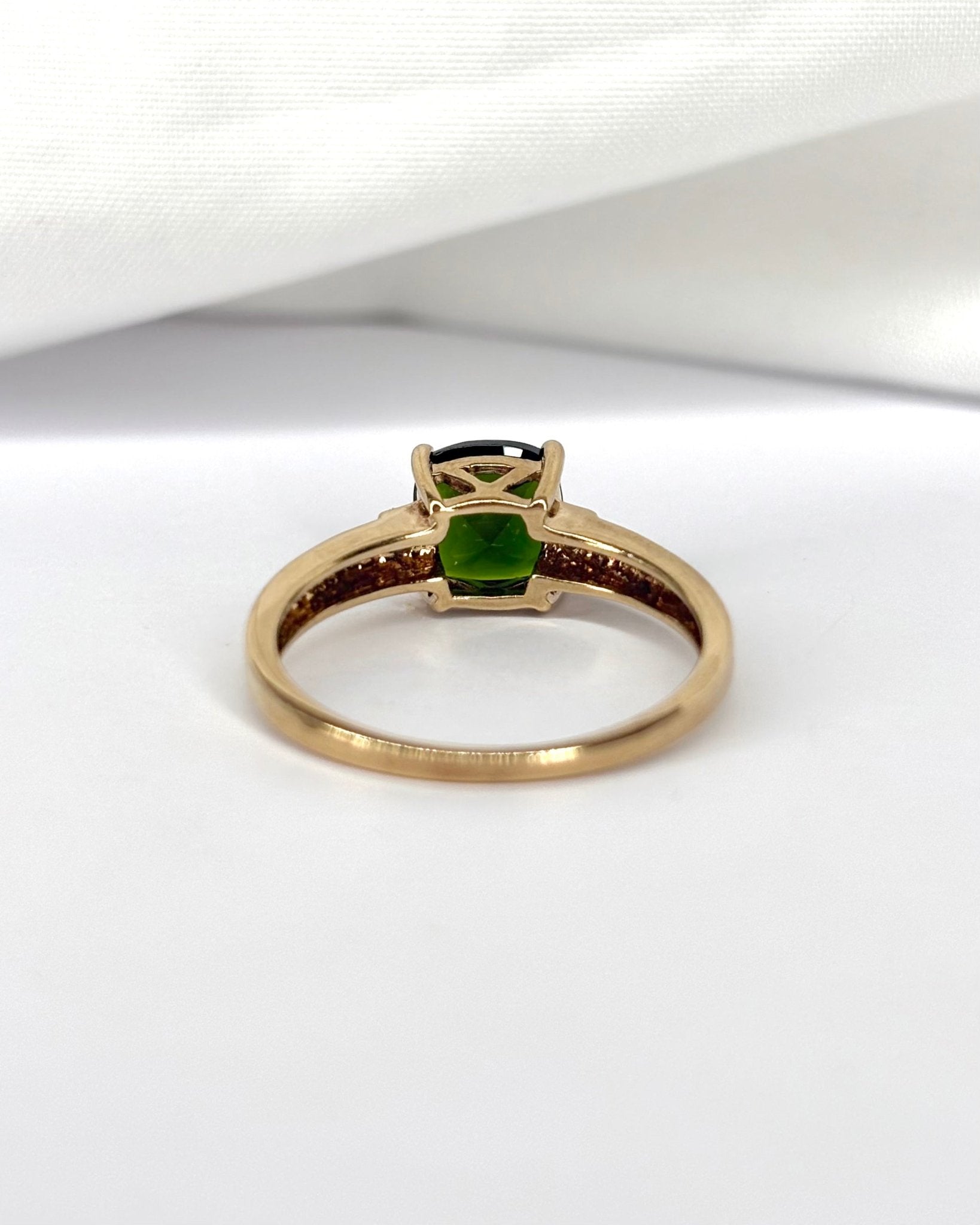 Bague Trilogie Diopside 1.55 carat &amp; 2 Diamants "Ariane" - Elliade Paris