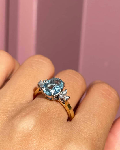 &quot;Diana&quot; 1.25 carat Aquamarine &amp;amp; Diamond Trilogy Ring