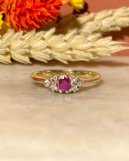 Bague Vintage Rubis &amp; Diamant &quot;Zoé&quot;