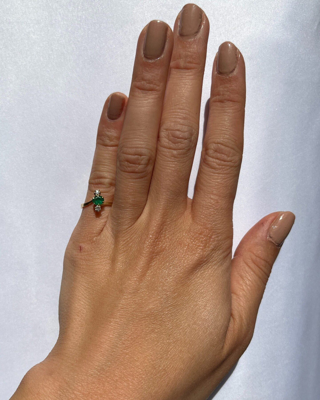 Bague trilogie émeraude & diamants "Nélia"
