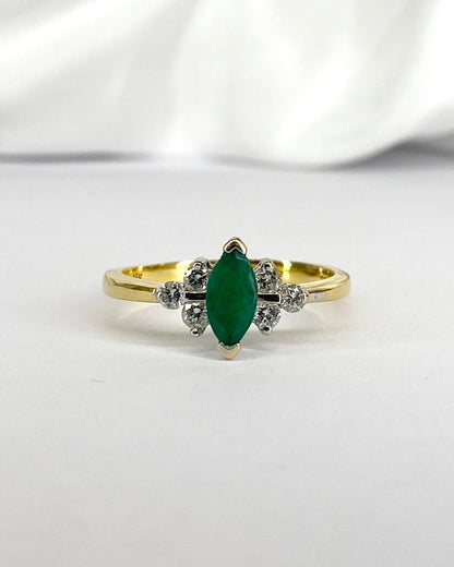 Bague Trilogie Émeraude 0.44 carat &amp; Diamants "Marjorie" - Elliade Paris