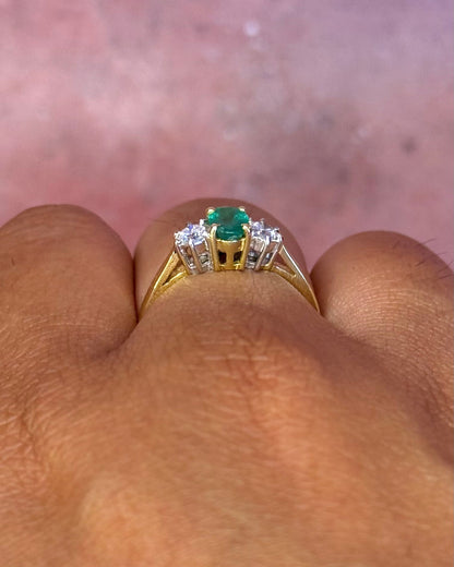 Bague Trilogie Émeraude 0.45 carat &amp; Diamants 0.20 carat "Melissa" - Elliade Paris