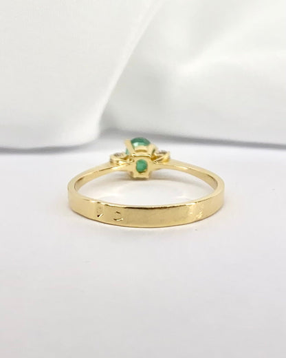 Bague Trilogie Emeraude 0.45 carat &amp; Diamants &quot;Léontine&quot; - Elliade Paris