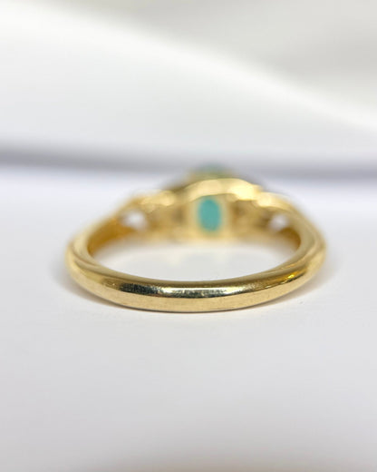Bague Trilogie Émeraude 0.65 carat &amp; Diamants "Loriane" - Elliade Paris