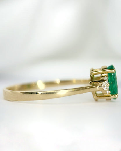 Bague Trilogie Émeraude 0.76 carat &amp; Diamants "Vanessa" - Elliade Paris