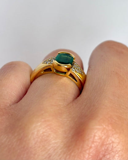 Bague Trilogie Émeraude 1 carat &amp; Diamants "Esmeralda" - Elliade Paris