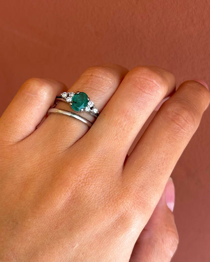 Bague Trilogie Émeraude 1 carat &amp; Diamants "Tristane" - Elliade Paris