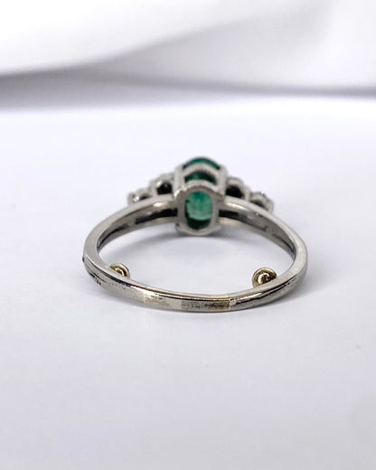 Bague Trilogie Émeraude 1 carat &amp; Diamants "Tristane" - Elliade Paris