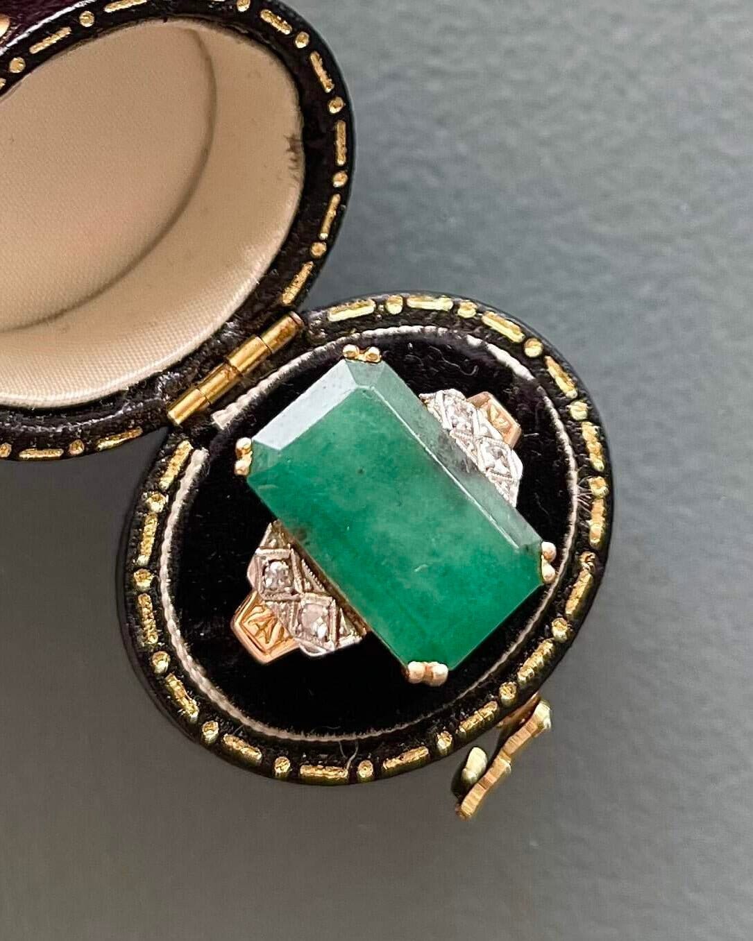 Bague Trilogie Émeraude 11 Carats &amp; Diamants "Emily" - Elliade Paris