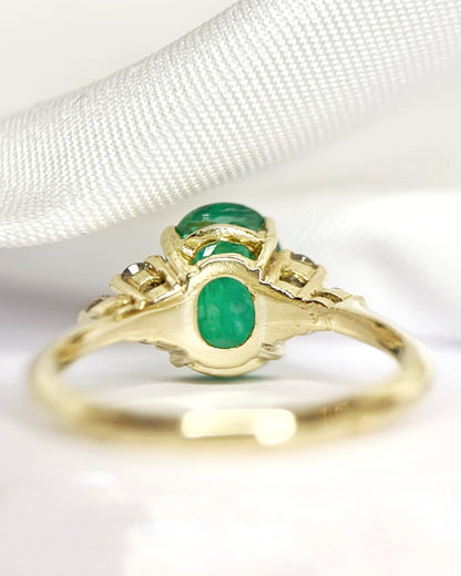 Bague Trilogie Émeraude 1.10 carat &amp; Diamants "Barbara" - Elliade Paris