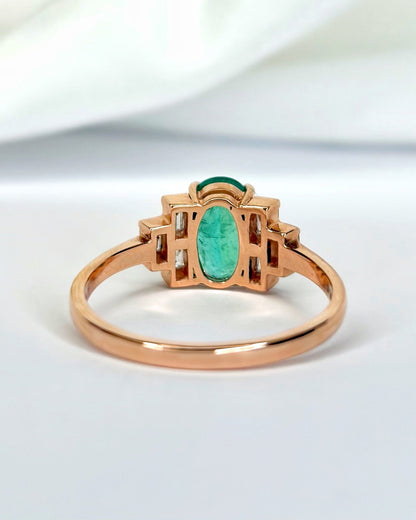 Bague Trilogie Émeraude 1.12 carat &amp; Diamants 0.30 carat "Tina" - Elliade Paris