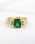 Bague Trilogie Émeraude 1.18 carat & Diamants 0.30 carat 5.4g "Laurine" - Elliade Paris