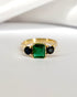 Bague Trilogie Émeraude 1.27 carat & Saphirs 0.80 carat "Nola" - Elliade Paris