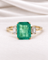 Bague Trilogie Émeraude 1.90 carat & Diamants 0.40 carat "Ophélie" - Elliade Paris