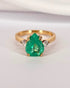Bague Trilogie Émeraude 2.86 carats & Diamants poire "Jade" - Elliade Paris