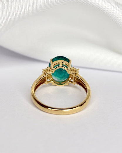 Bague Trilogie Émeraude 3.17 carats &amp; 8 Diamants "Lyséa" - Elliade Paris