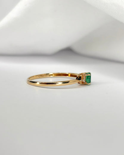 Bague Trilogie Émeraude &amp; 6 Diamants "Émilie" - Elliade Paris