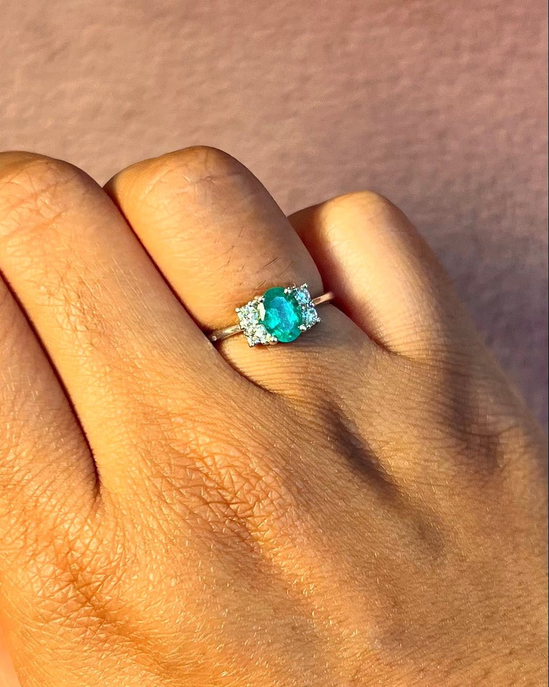 Bague Trilogie Émeraude &amp; Diamants "Albane" - Elliade Paris