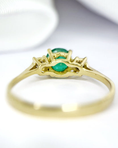 Bague Trilogie Émeraude &amp; Diamants "Antoinette" - Elliade Paris