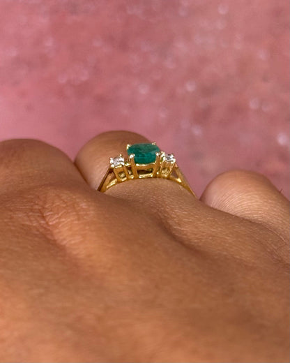 Bague Trilogie Émeraude &amp; Diamants "Antoinette" - Elliade Paris