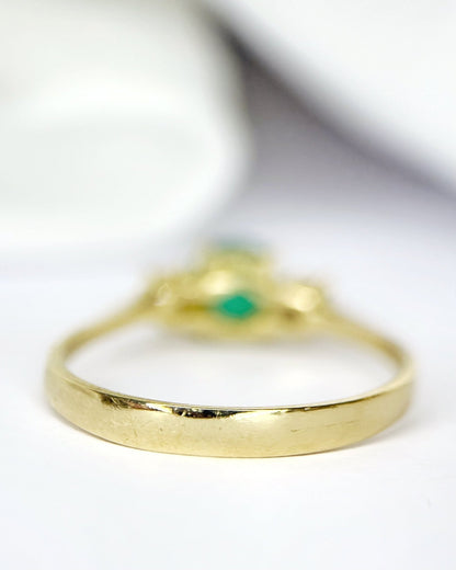 Bague Trilogie Émeraude &amp; Diamants "Antoinette" - Elliade Paris
