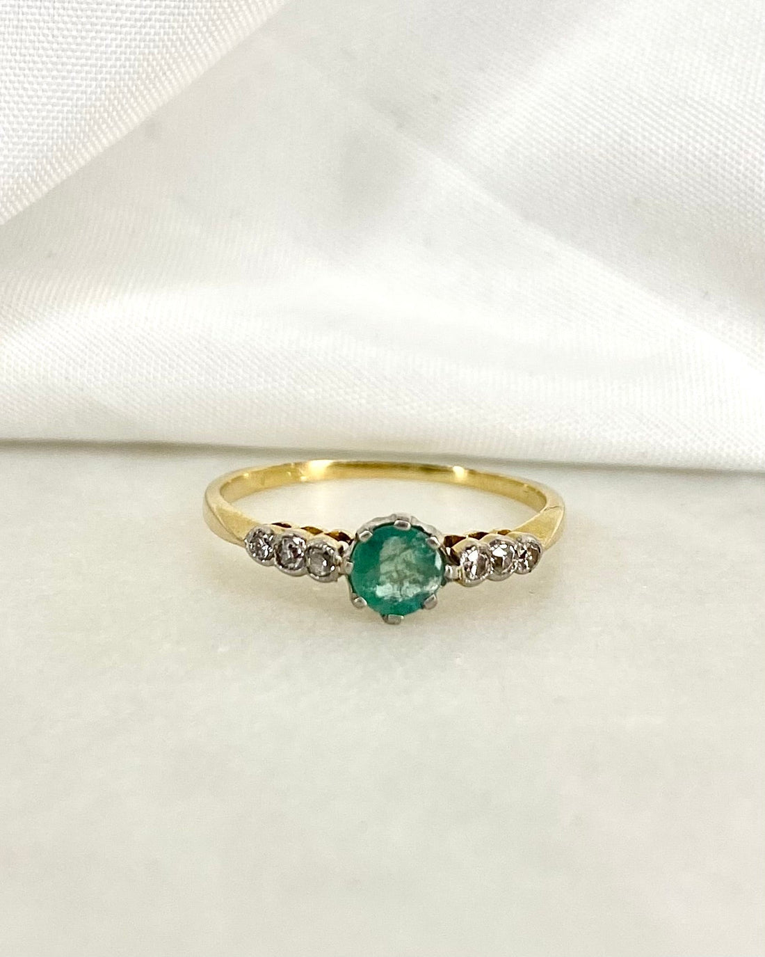 Bague Trilogie Émeraude &amp; Diamants &quot;Ayla&quot; - Elliade Paris