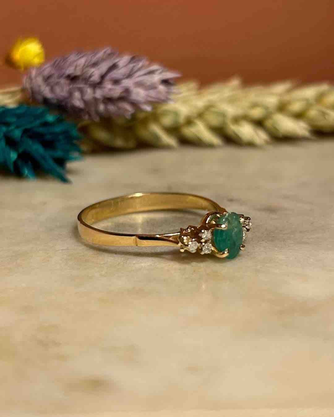 Bague Trilogie Emeraude &amp; Diamants "Celia" - Elliade Paris