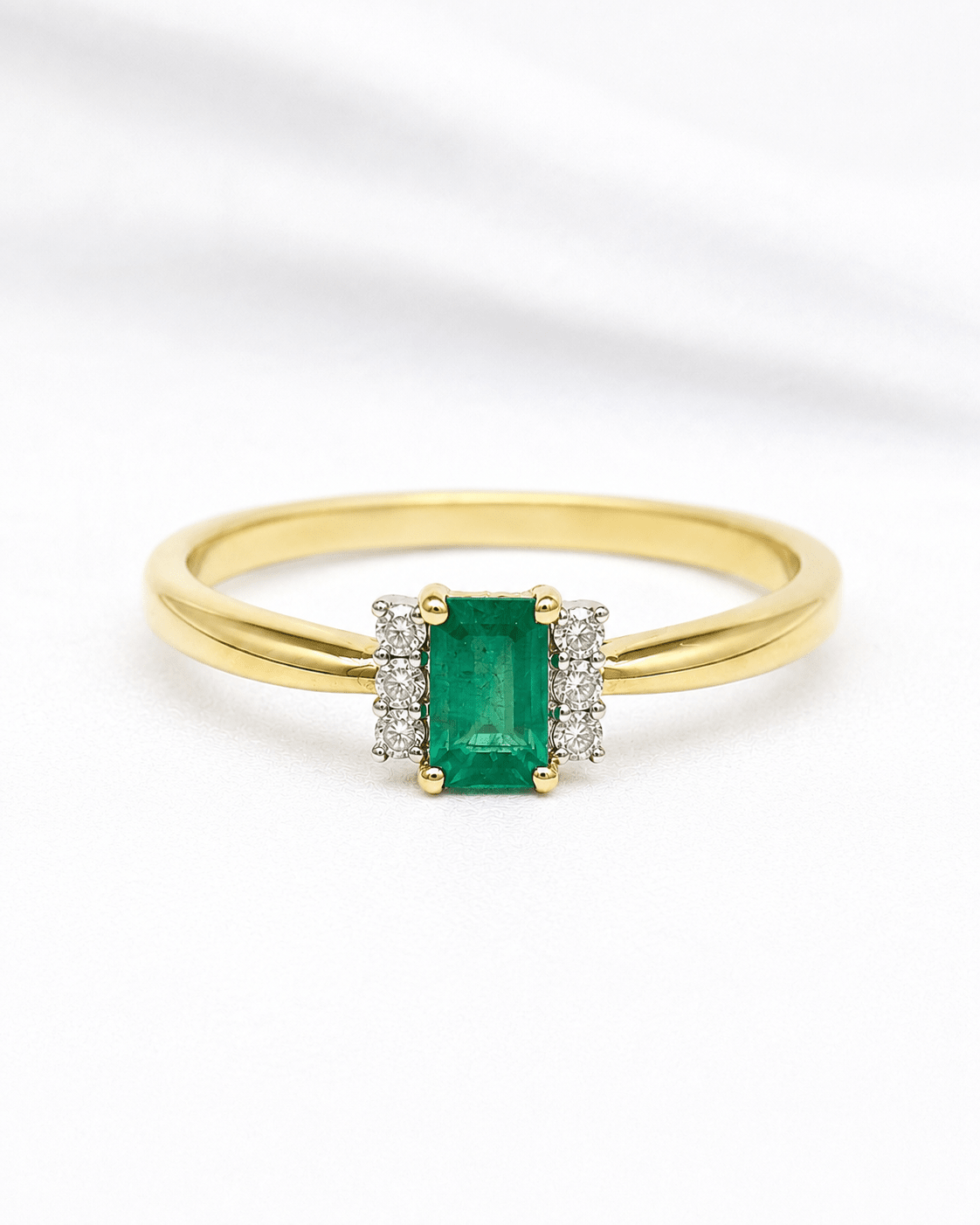 Bague Trilogie Émeraude &amp; Diamants "Chaïma" - Elliade Paris
