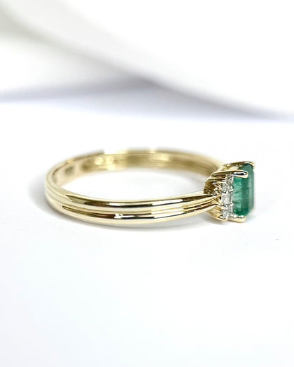Bague Trilogie Émeraude &amp; Diamants "Chaïma" - Elliade Paris