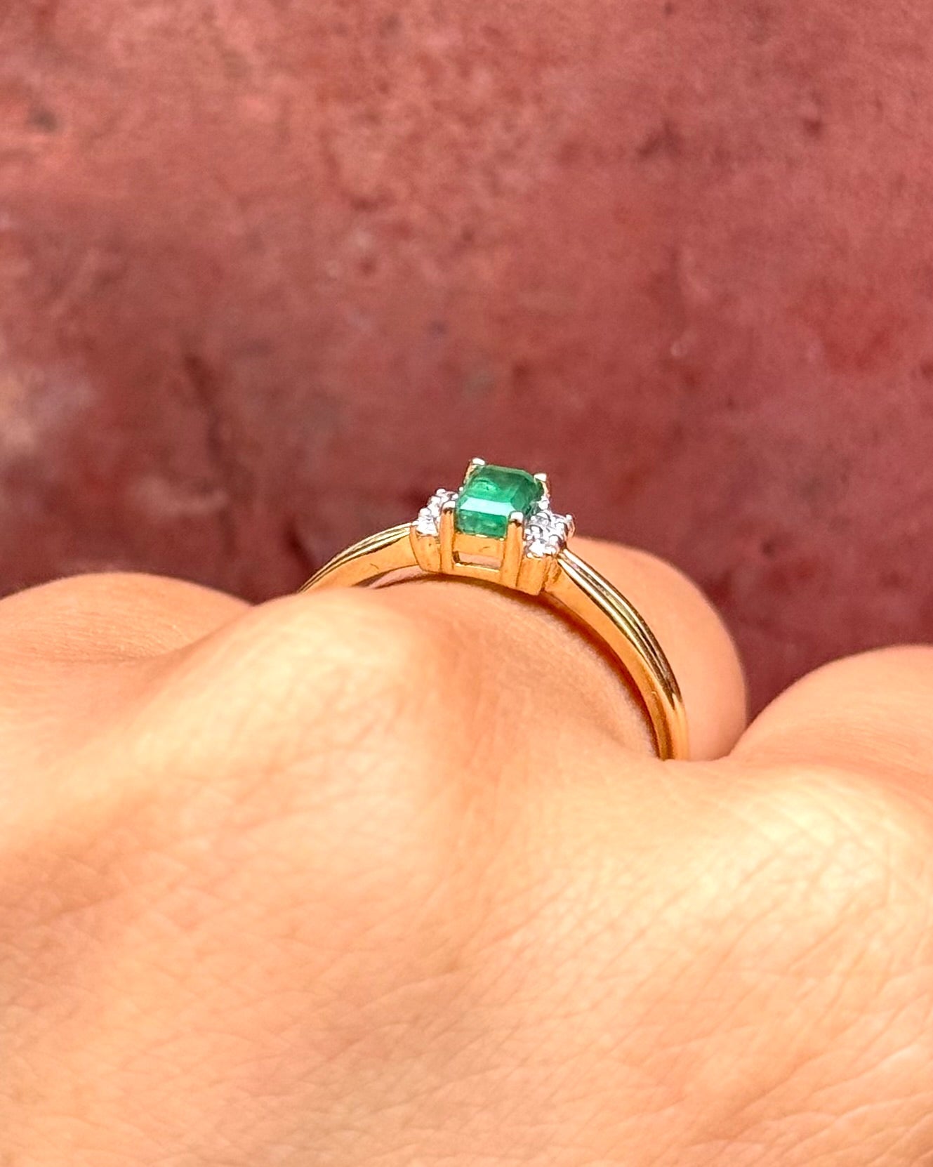 Bague Trilogie Émeraude &amp; Diamants "Chaïma" - Elliade Paris