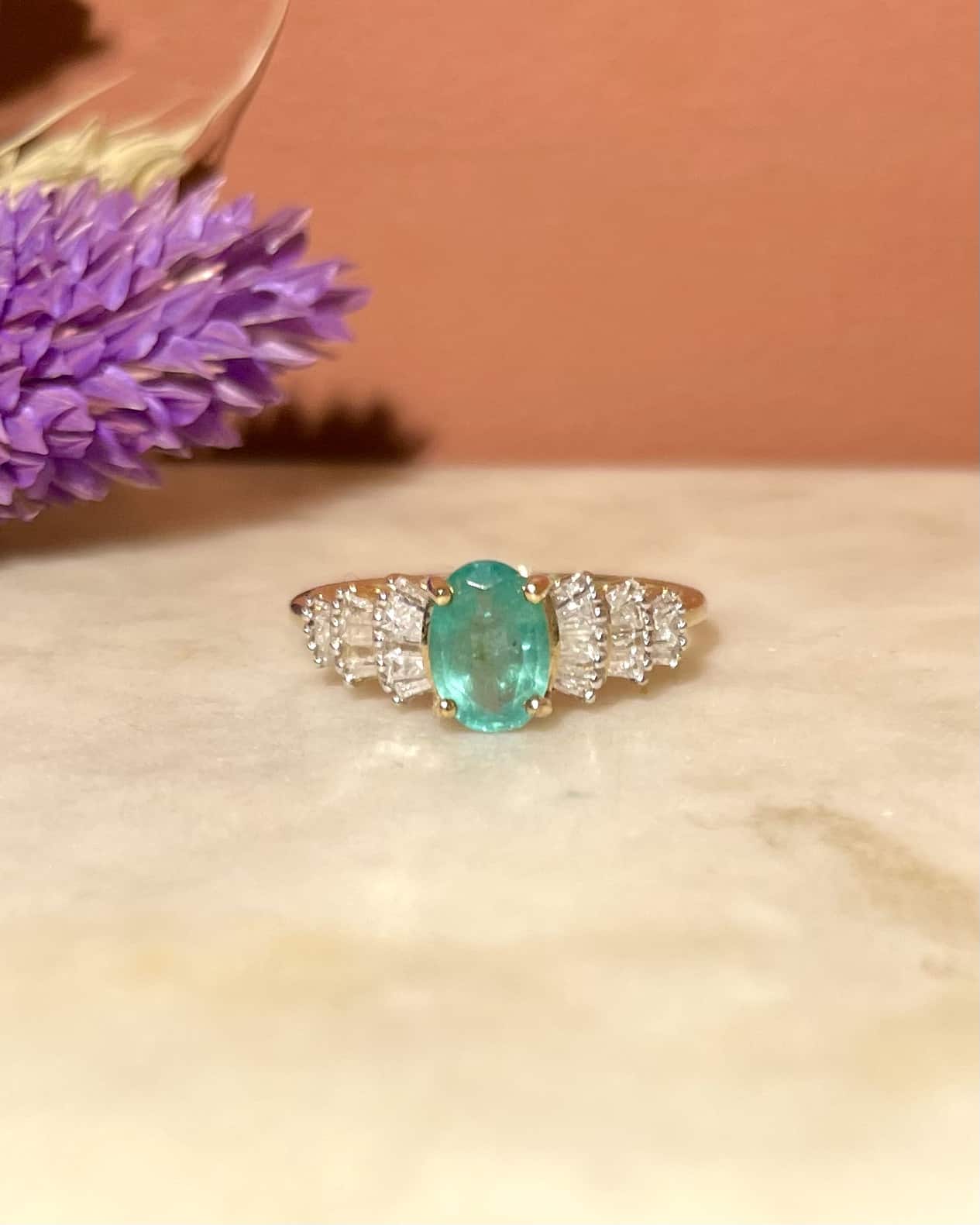 Bague Trilogie Emeraude &amp; Diamants "Denise" - Elliade Paris