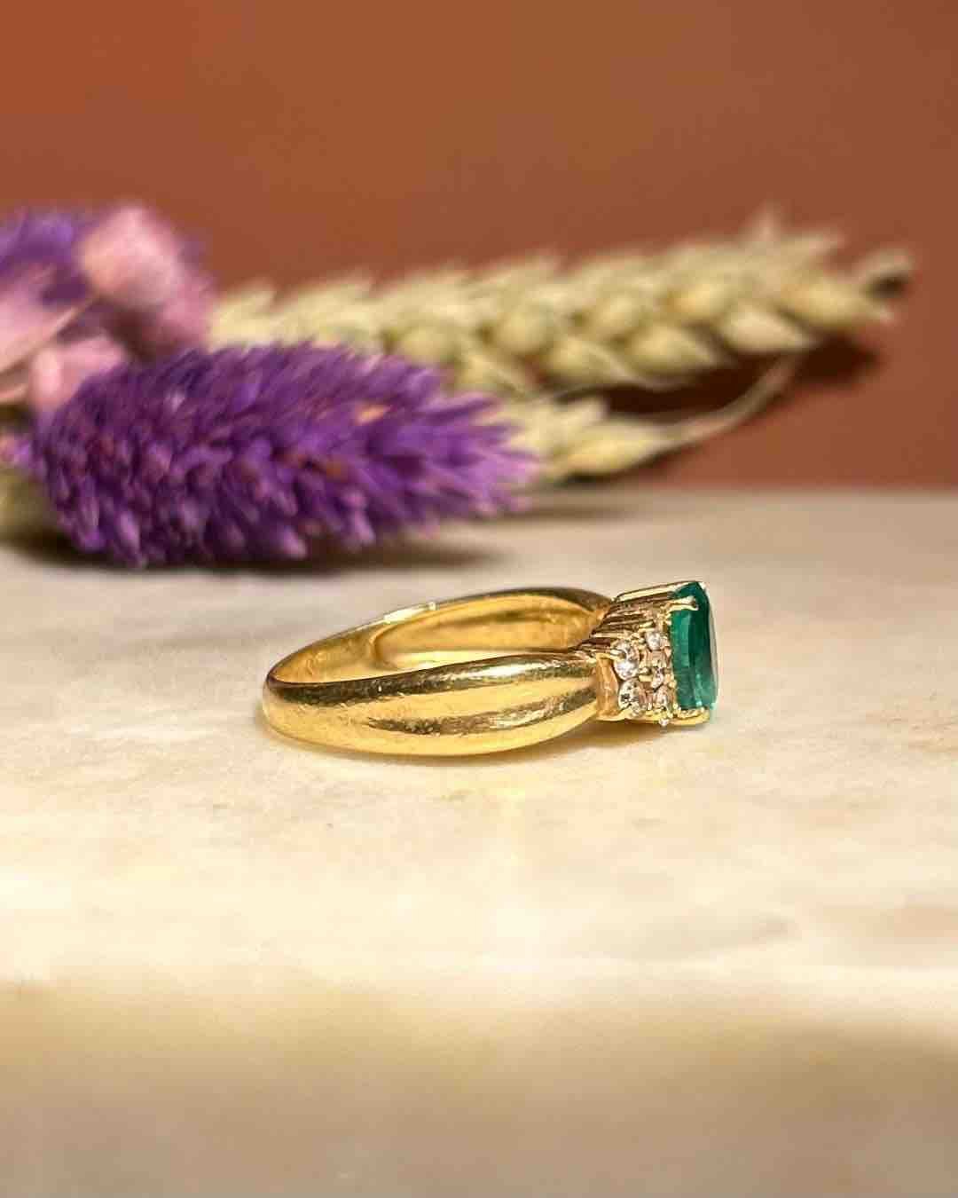 Bague Trilogie Emeraude &amp; Diamants "Esmeralda" - Elliade Paris
