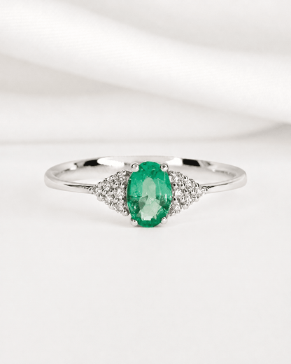 Bague Trilogie Émeraude &amp; Diamants "Gabriella" - Elliade Paris