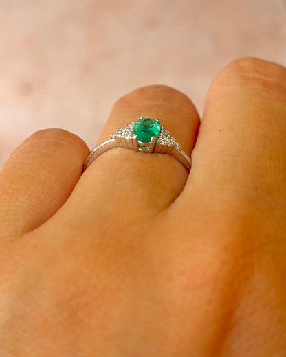 Bague Trilogie Émeraude &amp; Diamants "Gabriella" - Elliade Paris
