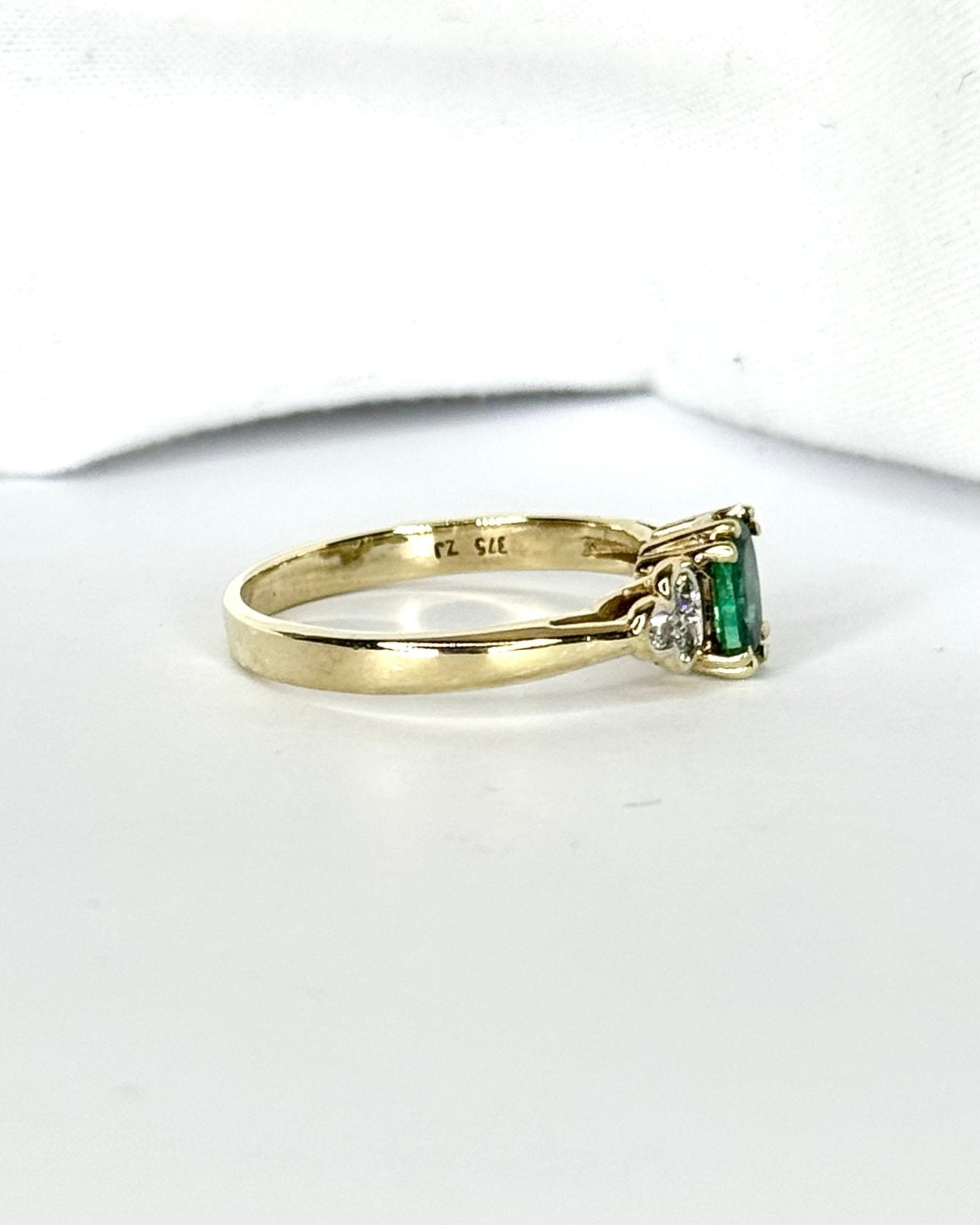 Bague Trilogie Émeraude &amp; Diamants "Germaine" - Elliade Paris