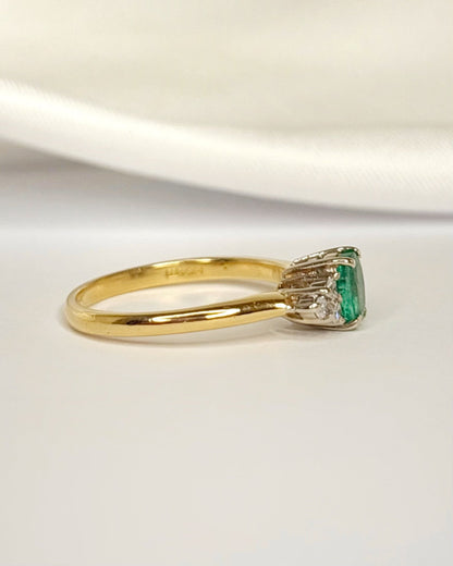 Bague Trilogie Émeraude &amp; Diamants "Jessy" - Elliade Paris