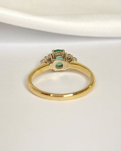 Bague Trilogie Émeraude &amp; Diamants "Jessy" - Elliade Paris